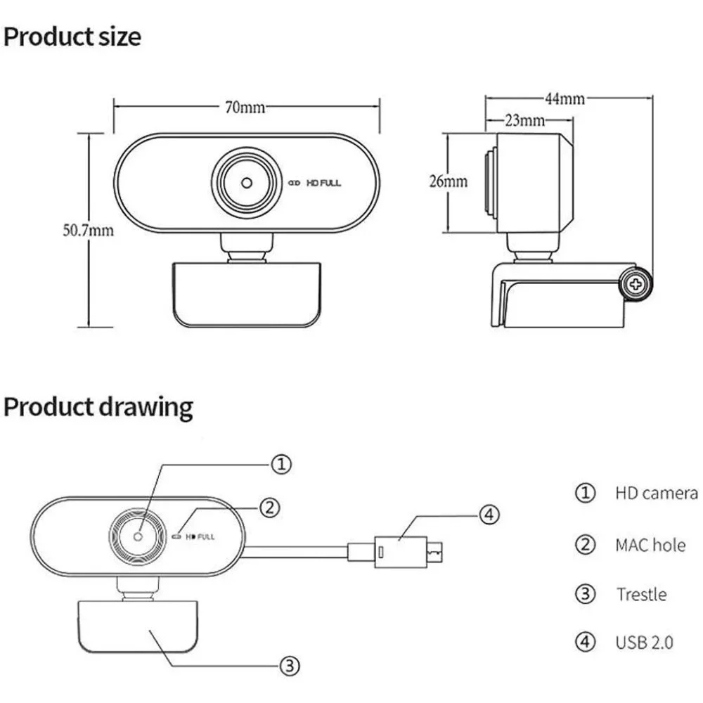 1080P Full HD Webcam designed for computers and laptops.